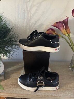 Love Moschino Black Sneakers with Red Heart Detail